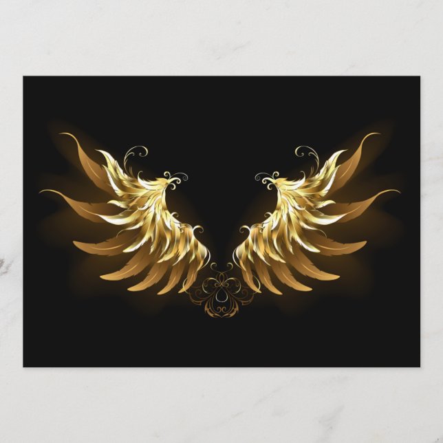 Golden Angel Wings on Black background Menu (Front)