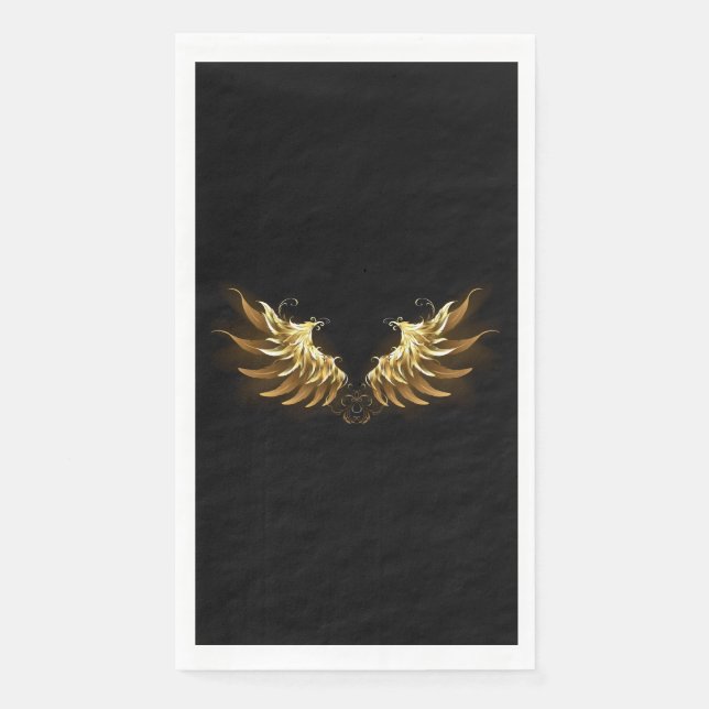 Golden Angel Wings on Black background Napkin (Front)