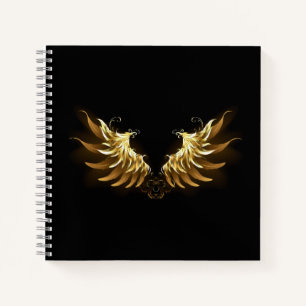 Golden Angel Wings on Black background Notebook