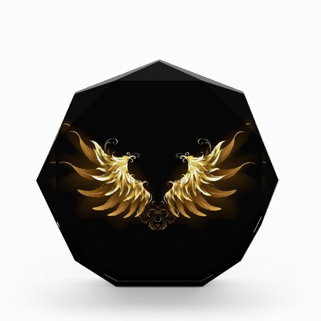 Golden Angel Wings on Black background Photo Block (Front)