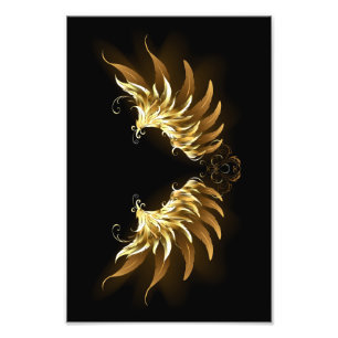 Golden Angel Wings on Black background Photo Print