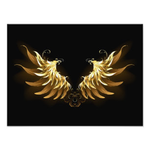 Golden Angel Wings on Black background Photo Print