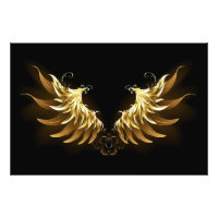 Golden Angel Wings on Black background