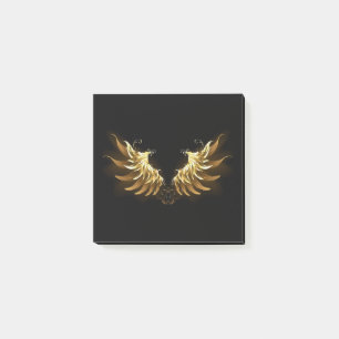 Golden Angel Wings on Black background Post-it Notes