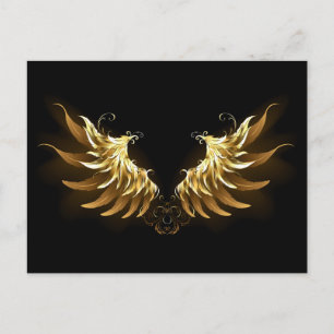 Golden Angel Wings on Black background Postcard