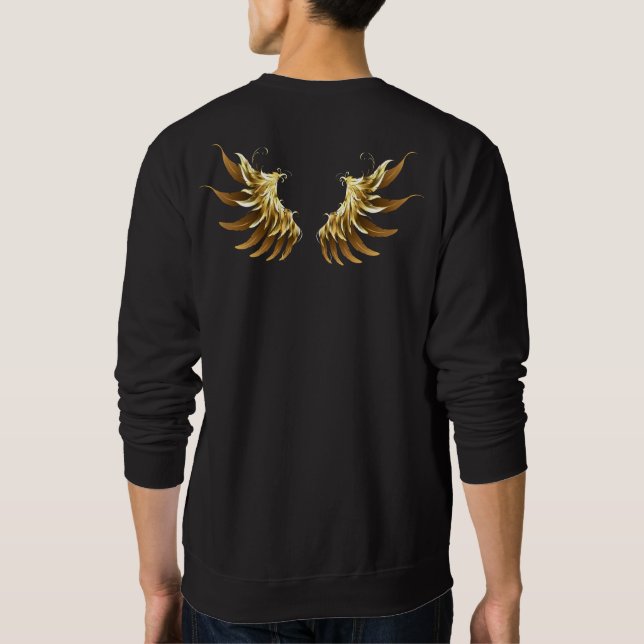 Golden Angel Wings on Black background Sweatshirt (Back)