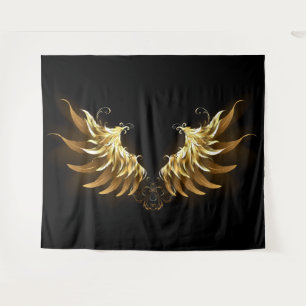 Golden Angel Wings on Black background Tapestry
