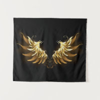Golden Angel Wings on Black background