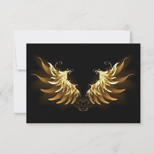 Golden Angel Wings on Black background Thank You Card (Front)