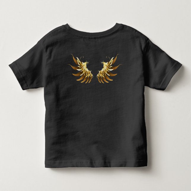 Golden Angel Wings on Black background Toddler T-Shirt (Back)