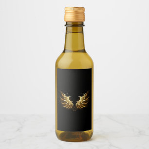 Golden Angel Wings on Black background Wine Label