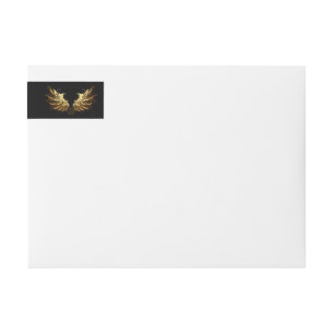 Golden Angel Wings on Black background Wrap Around Label