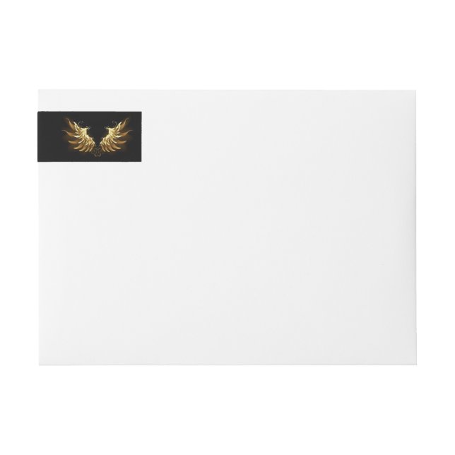 Golden Angel Wings on Black background Wrap Around Label (Front)
