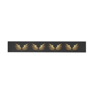 Golden Angel Wings on Black background Wraparound Address Label