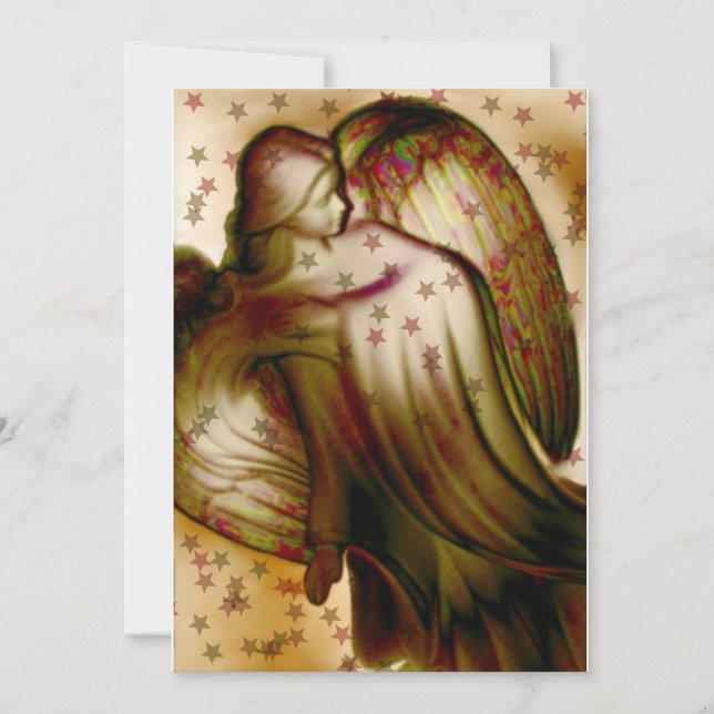 Golden Angel With Stars Greeting Card (Front)