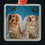 Golden Angels Metal Tree Decoration<br><div class="desc">This holiday ornament features two golden retriever angels.</div>
