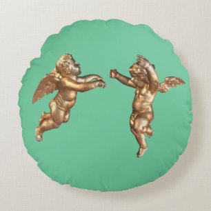 Golden Angels Round Cushion