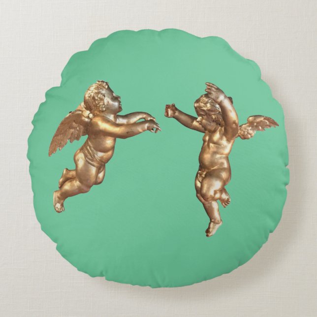Golden Angels Round Cushion (Front)