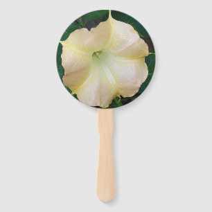 Golden Angels trumpet flower close up Hand Fan