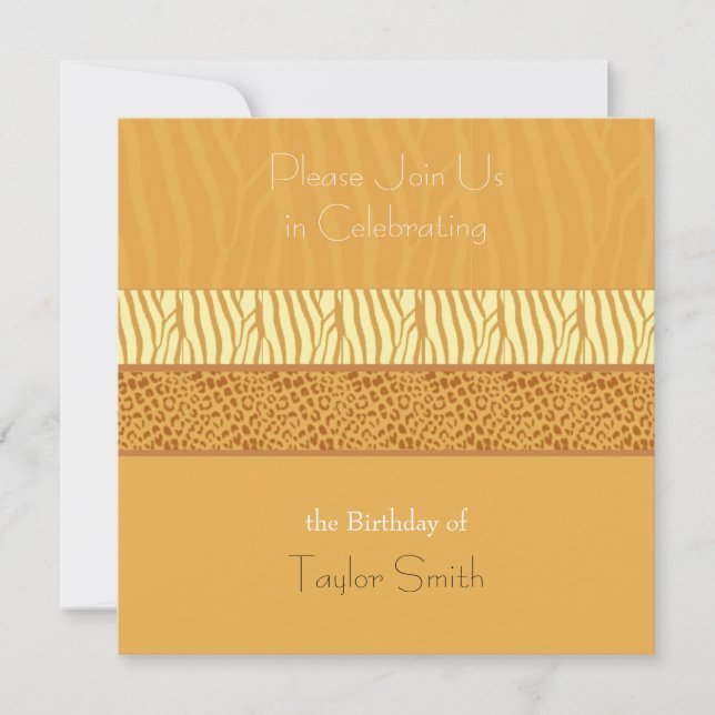 Golden Animal  Pattern  Birthday Invitation (Front)