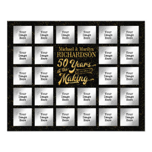 Golden Anniversary 26 Photo Collage, Gold Confetti Print