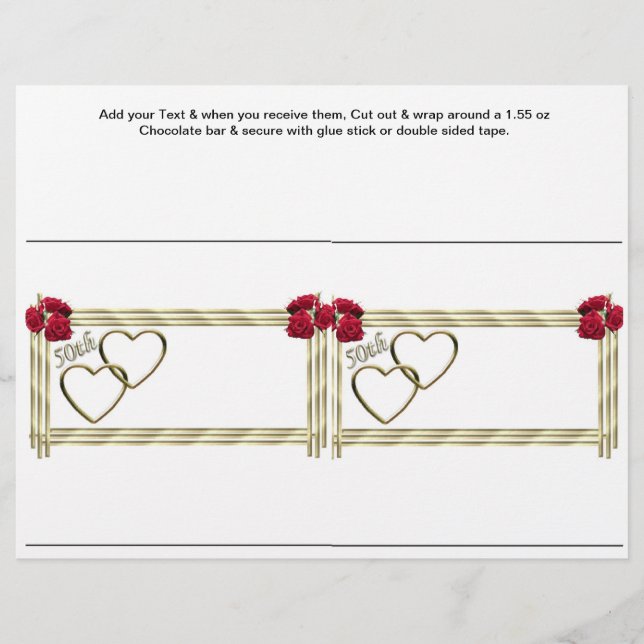 GOLDEN Anniversary 50th Custom Candy Bar Wrappers (Front)