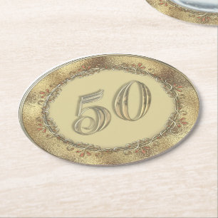 Golden Anniversary 50th Design Paper Coasters