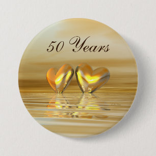Golden Anniversary Hearts 7.5 Cm Round Badge