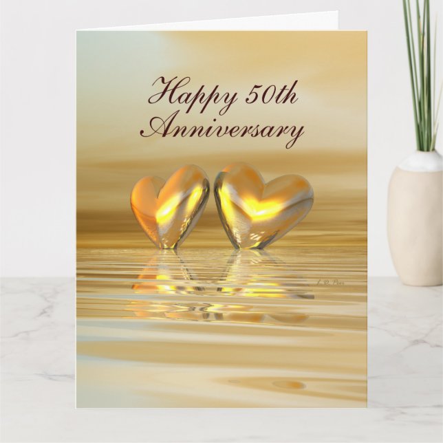 Golden Anniversary Hearts Card (Front)