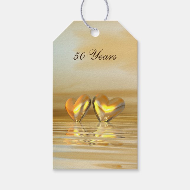 Golden Anniversary Hearts Gift Tags (Front)