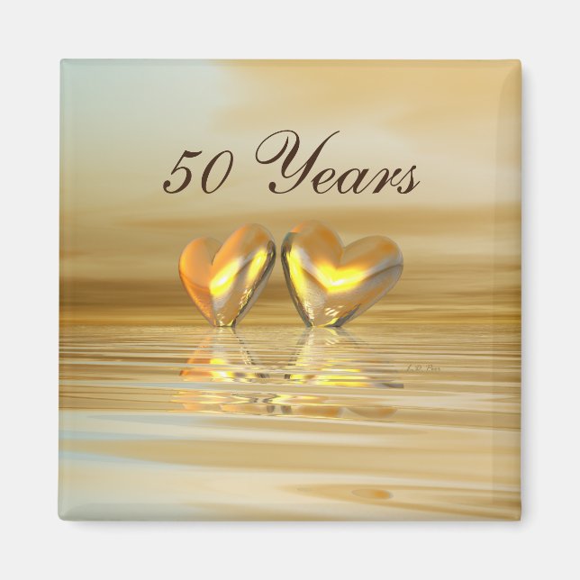 Golden Anniversary Hearts Magnet (Front)