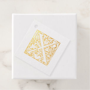 Golden Anniversary Illuminated Letter X Monogram Favour Tags
