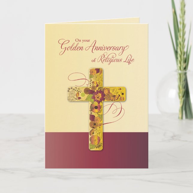 Golden Anniversary of Religious Life for Nun Cross Card (Front)