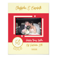 Golden anniversary personalised names red