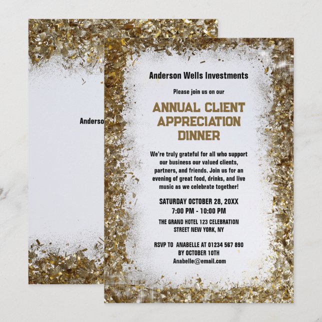 Golden Annual Client Appreciation Dinner Party   Invitation (Front/Back)