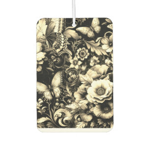 Golden Antique Floral with Butterflies Car Air Freshener