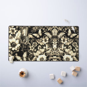 Golden Antique Floral with Butterflies Desk Mat