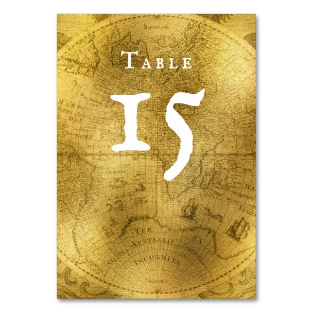 Golden Antique Wedding Table Number (Front)