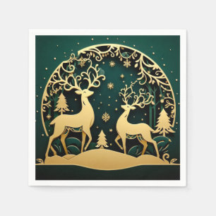Golden Antler Grove – Snowflake Arch Napkin