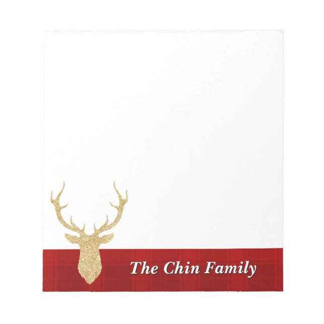 Golden Antlers, Red Plaid | Notepad (Front)