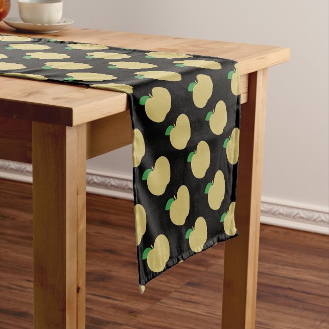 Golden Apple on Black Short Table Runner (In Situ)