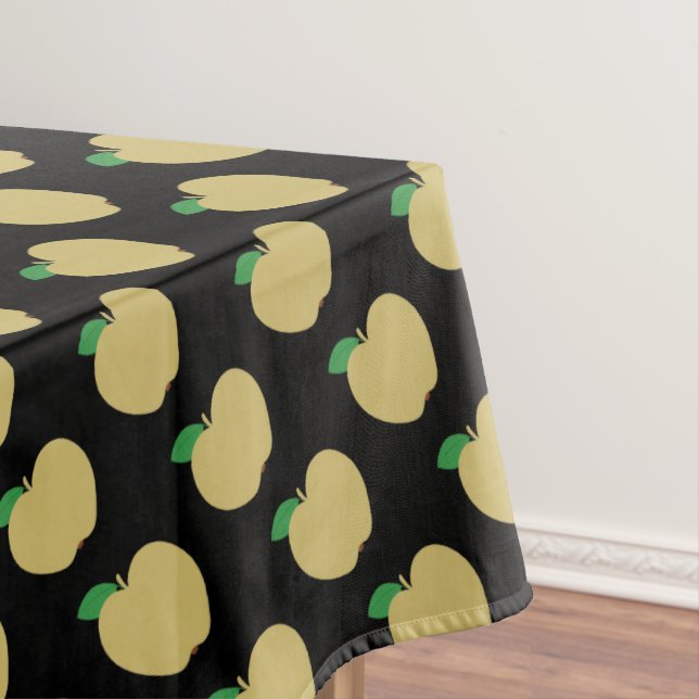 Golden Apple on Black Tablecloth (In Situ)