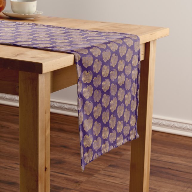 Golden Apple Pattern Purple Table Runner (In Situ)