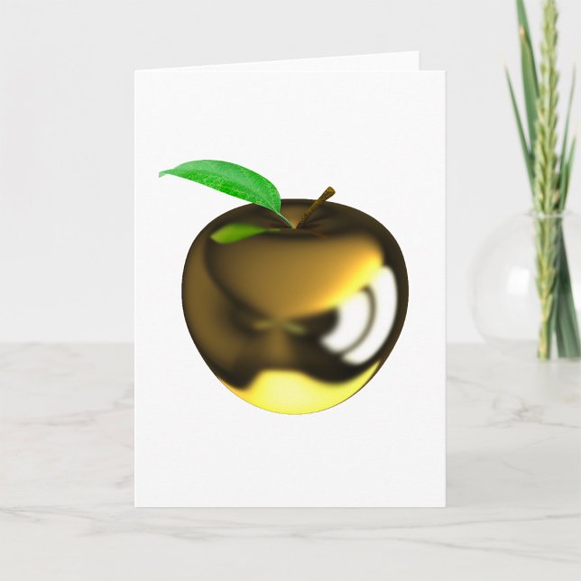 Golden Apple with Leaf Shiny Metallic Card (Creator Uploaded)