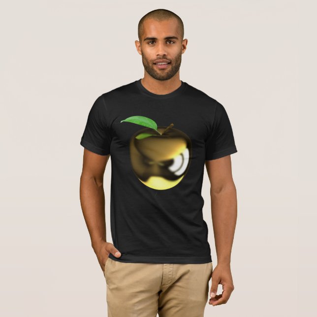 Golden Apple with Leaf Shiny Metallic T-Shirt (Front Full)
