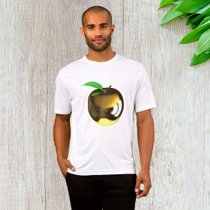 Golden Apple with Leaf Shiny Metallic T-Shirt
