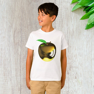 Golden Apple with Leaf Shiny Metallic T-Shirt