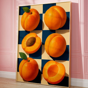 Golden Apricot Chequerboard Art Print, Kitchen  Poster