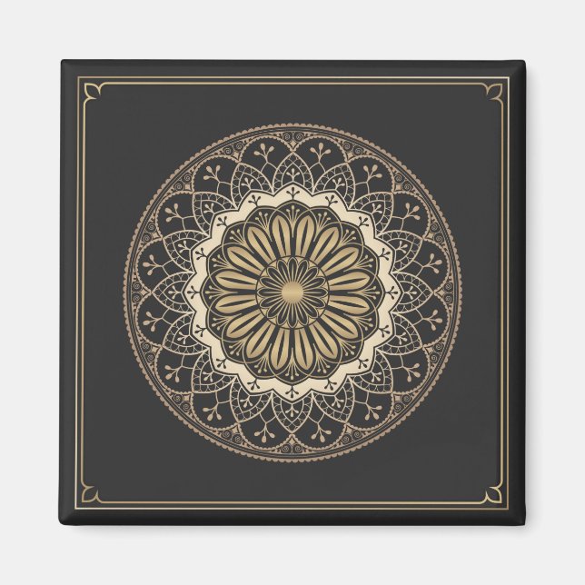 Golden arabesque mandala pattern  magnet (Front)