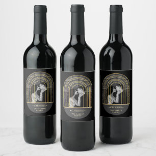 Golden Arch Black and Grey Photo Cheers Wine Label